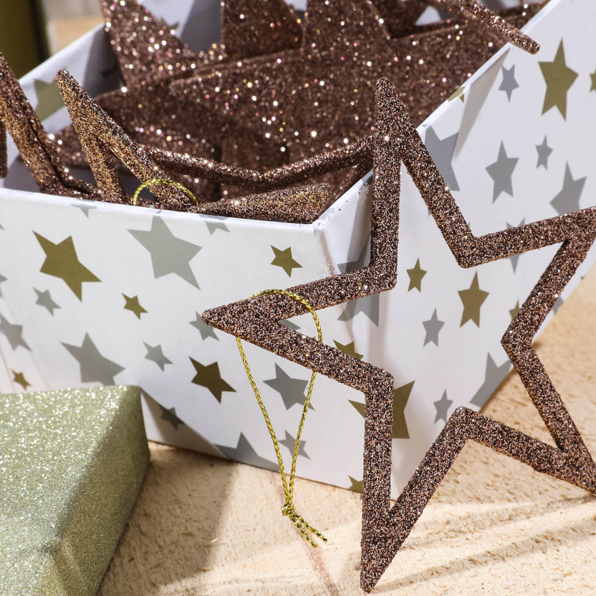 Deko Glitzersterne, Pack à 10 Stück - 2 Deko Glitzersterne, Pack à 10 Stück - 2