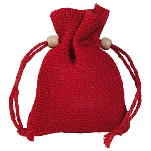 Petit sac en jute, 10 cm, rouge