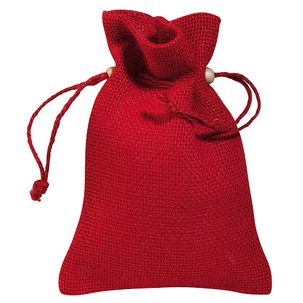 Petit sac en jute, 18 cm, rouge