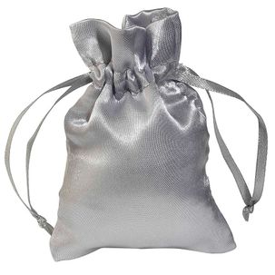 Satin sachets 10 cm, 30 pcs, silver