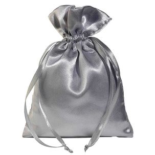 Satin sachets 18 cm, 30 pcs, silver