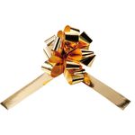 Metallic drawstring bows, Ø 10 cm, gold - 0