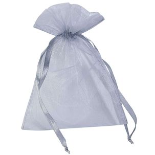 Sachet en organza 18 cm, 50 pces, argent