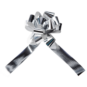 Noeud préparé métallique, Ø 10 cm, argent