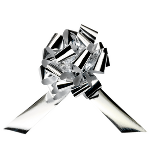 Noeud préparé métallique, Ø 14 cm, argent