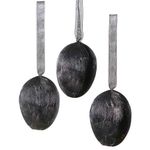 Colgante decorativo Huevo con plumas negro, longitud 8 cm, 3 piezas - 0