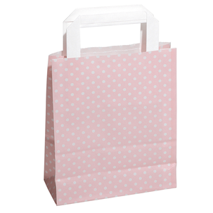 Sac en papier kraft "Petits points" 22 x 18 cm, rose