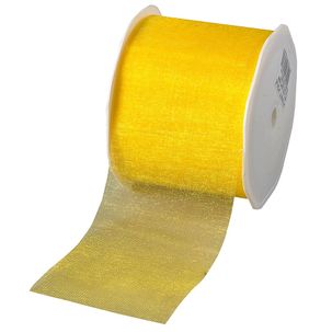 Chiffon gift ribbon yellow width 70 mm, 25 m