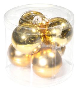 Weihnachtskugel aus Glas 8 cm, dunkelgold, 6 Stück