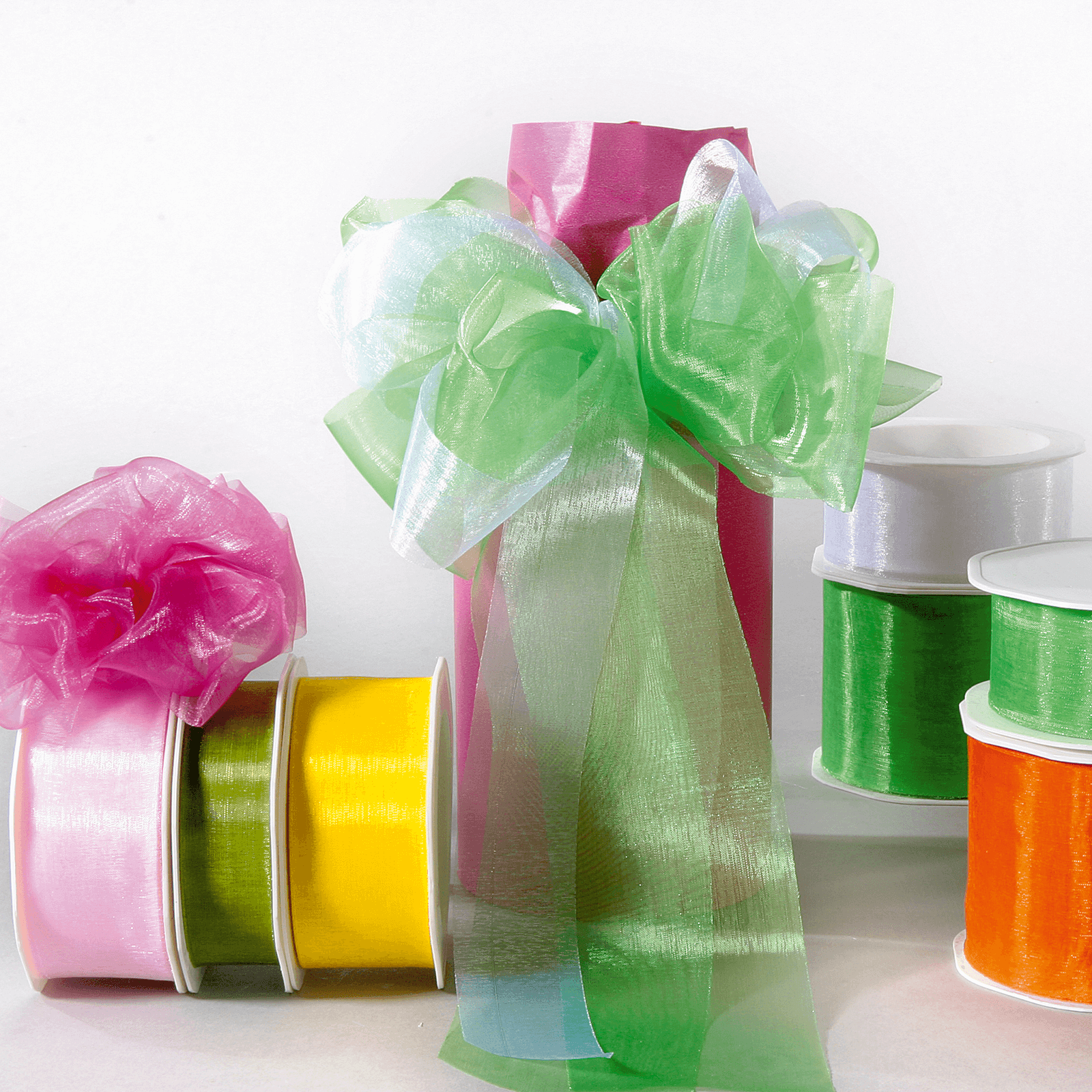 Chiffon ribbon, width 25 mm, fresh green - 2