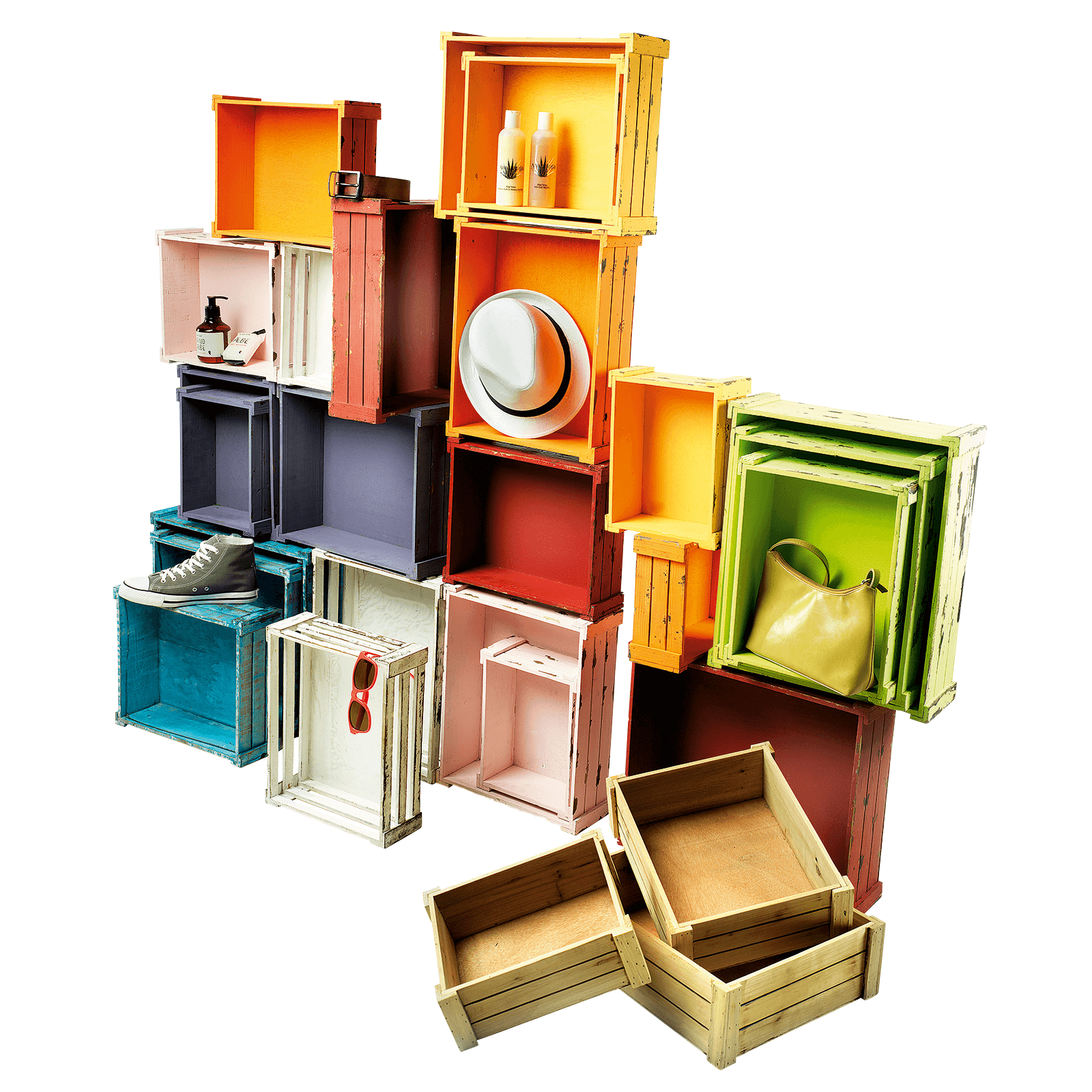 Conjunto de cajas de madera, anaranjado - 3 Conjunto de cajas de madera, anaranjado - 3