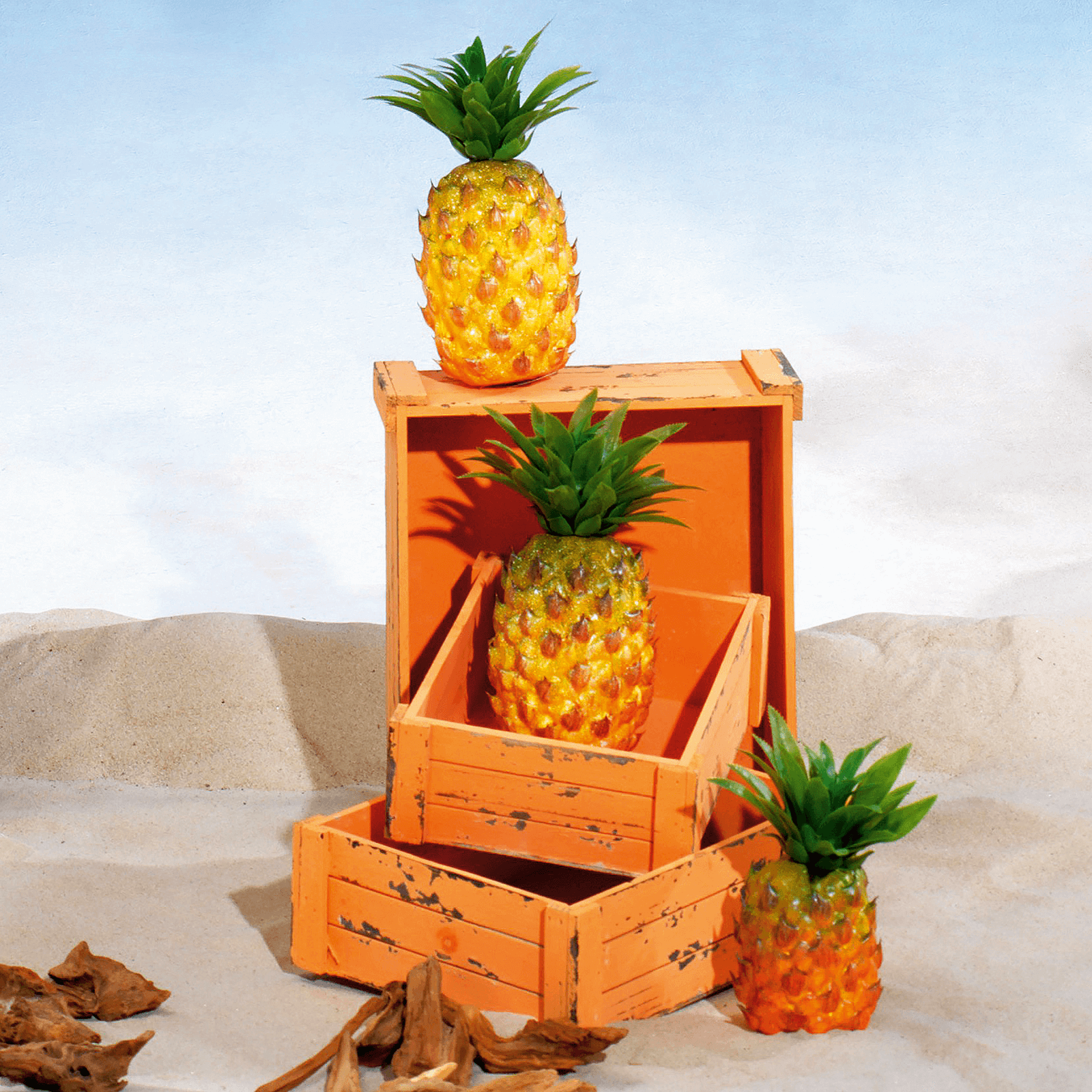 Conjunto de cajas de madera, anaranjado - 2 Conjunto de cajas de madera, anaranjado - 2