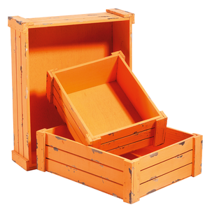 Conjunto de cajas de madera, anaranjado