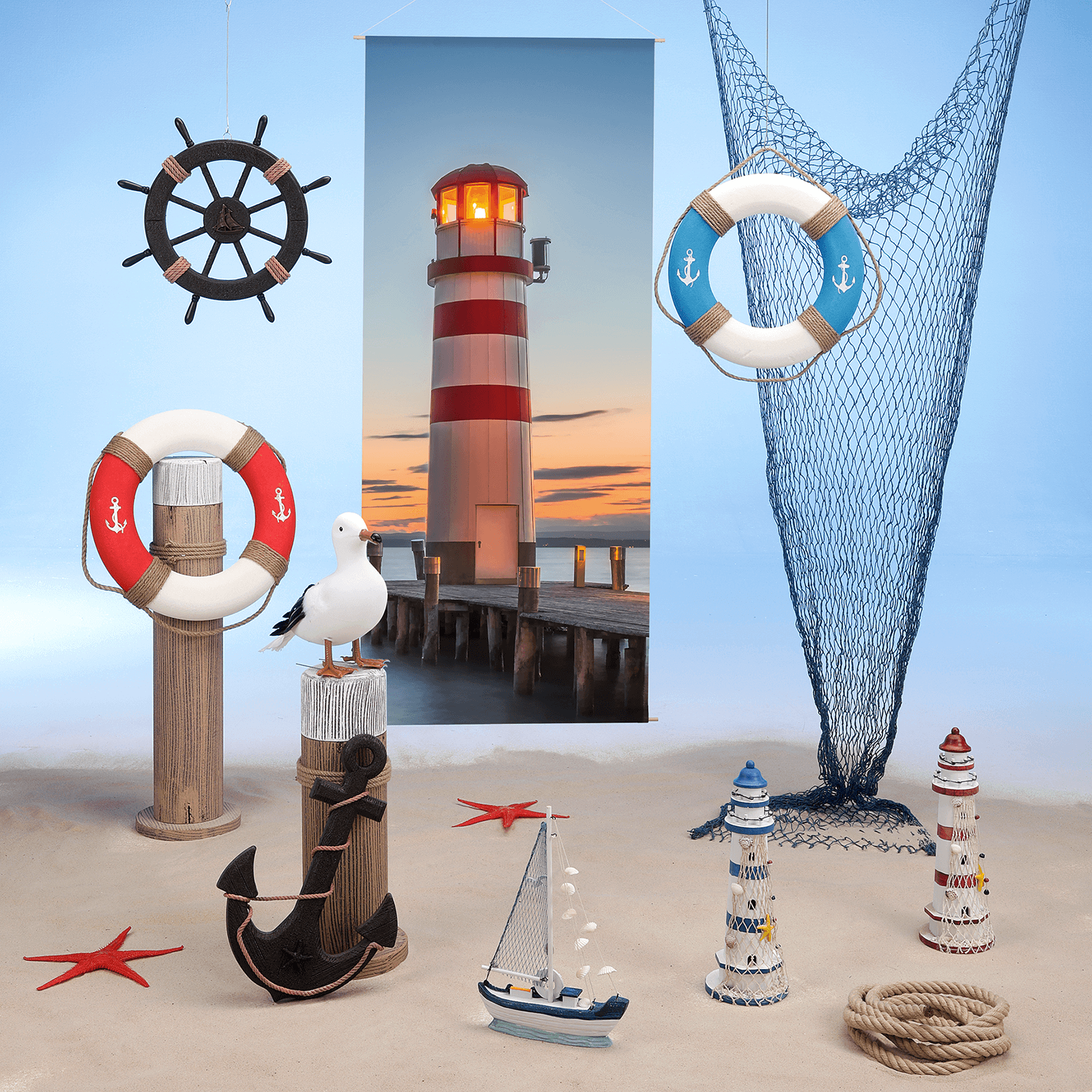 Gaviota decorativa de pie, altura: 28 cm - 1 Gaviota decorativa de pie, altura: 28 cm - 1