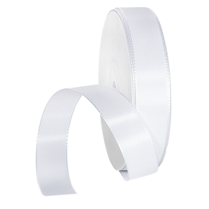 Taffeta ribbon with selvedge 25 mm, 50 m, white