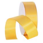 Taffeta ribbon with selvedge 40 mm, 50 m, yellow - 0