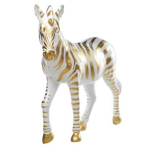 Decorative zebra length 190 cm, white/gold