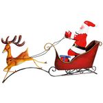 Christmas decorative figure Santa Claus with reindeer metal 70 cm - 0