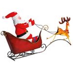 Christmas decorative figure Santa Claus with reindeer metal 70 cm - 2