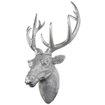 Déco murale tête de cerf larg. 45 cm argent - 0