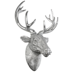 Déco murale tête de cerf larg. 45 cm argent - 2