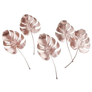 Monstera Kunstblätter rosé 37 cm 5 Stück