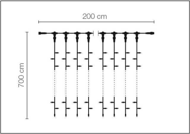 Cortina de luz LED profesional IP67, 700 cm sin cable de alimentación, blanca - 3 Cortina de luz LED profesional IP67, 700 cm sin cable de alimentación, blanca - 3