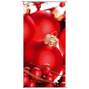 Flame retardant fabric banner "Red Christmas balls" made of flag fabric 100 x 200 cm