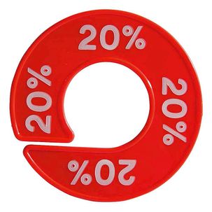 Separador de tallas redondo rojo "20%"