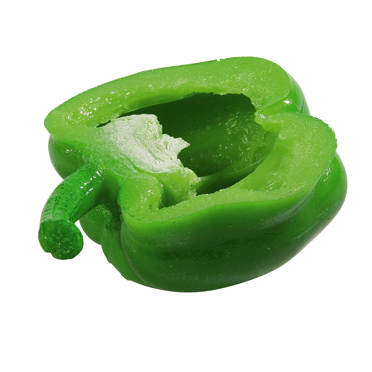 Imitación de medio pimentón, verde 6,5 cm  - 2 Imitación de medio pimentón, verde 6,5 cm  - 2
