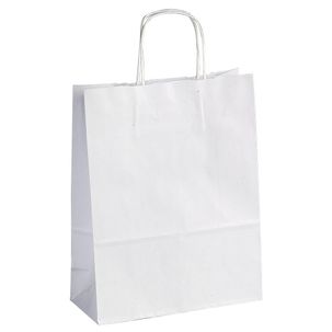 Paper carrying bag, white, size 2: 41 x 32 + 10 cm