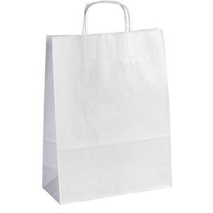 Paper carrying bag, white, size 3: 47 x 45 + 17 cm