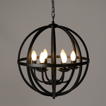 Black metal globe chandelier - 0