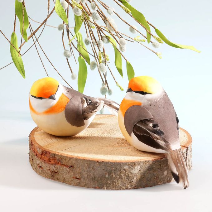 Dekovogel grau orange 19 cm DecoWoerner