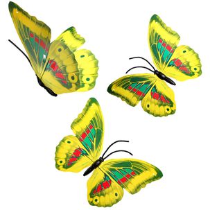 Papillons déco jaunes 40 cm 3 pces
