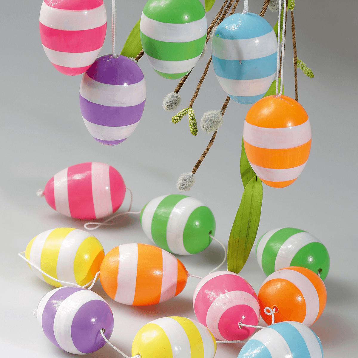 Huevos de Pascua decorativos 6 cm, a rayas, 6 piezas - 2