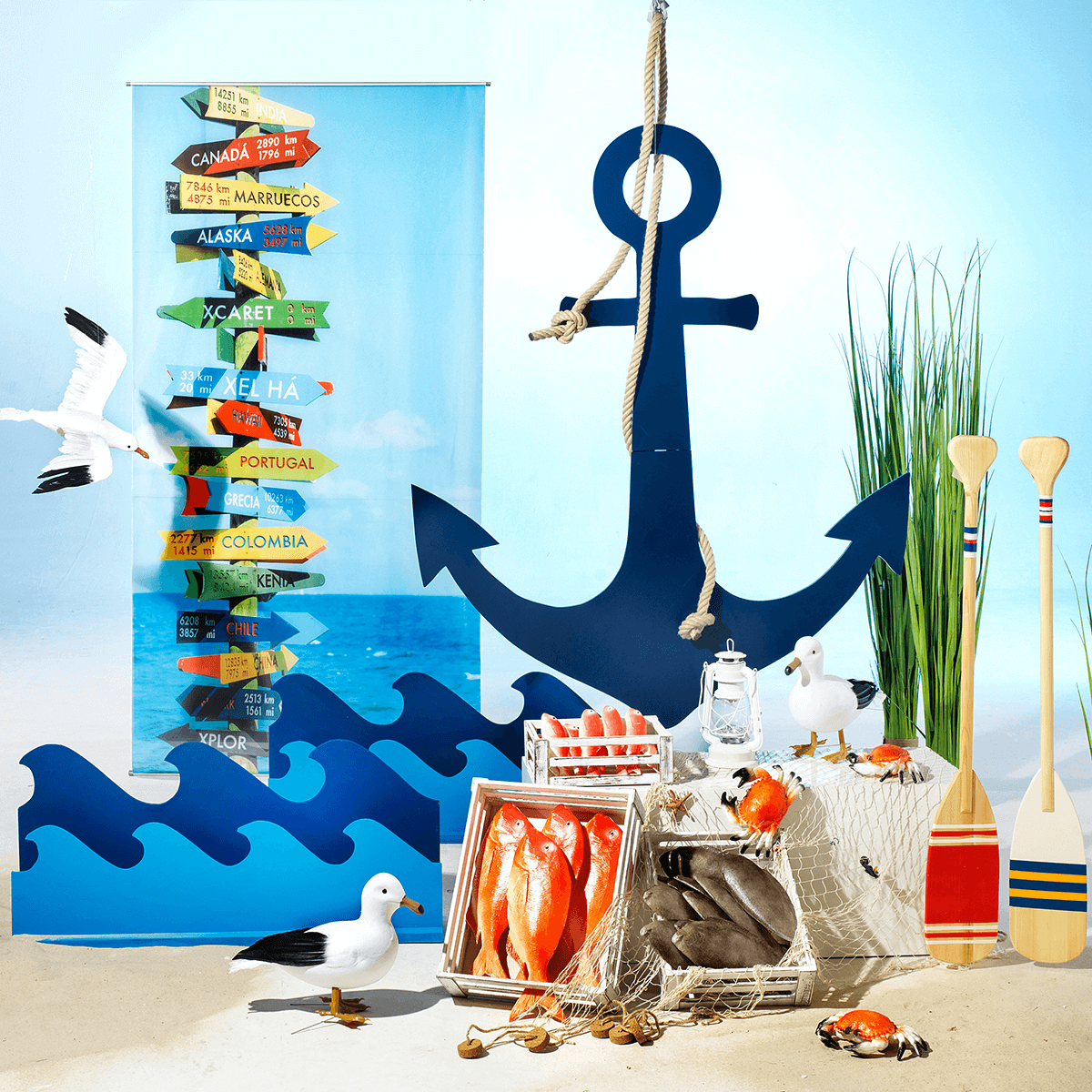 Deko Paddel 105 cm lang blau - 4