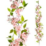 Guirlande artificielle de fleurs de cerisier rose, 110 cm - 0