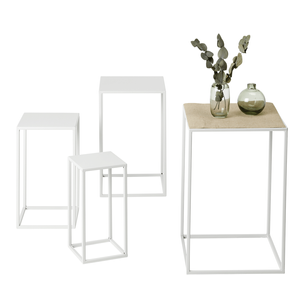 Conjunto de mesas de metal blanco 4 piezas