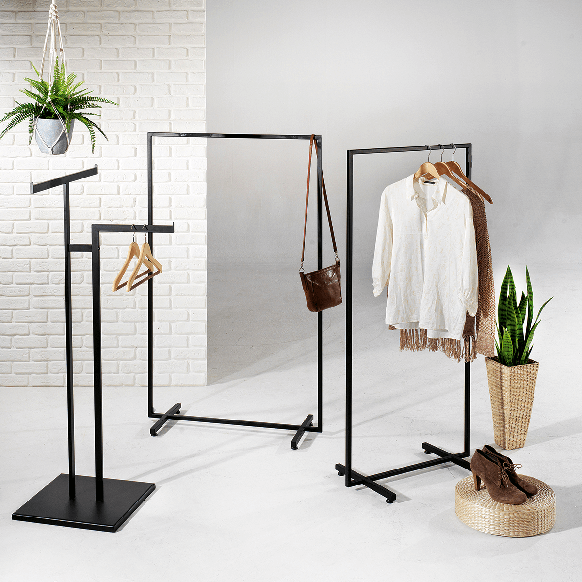Metall-Kleiderständer NOVUS, schwarz, 145 cm - 2 Metall-Kleiderständer NOVUS, schwarz, 145 cm - 2
