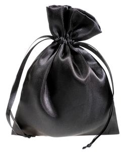 Satin sachets 18 cm, 30 pcs, black