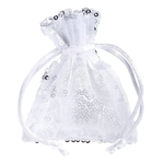 Saquitos de organza lentejuelas 10 cm, 10 piezas, plata - 1