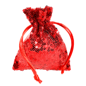 Bolsitas de organza lentejuelas 10 cm, 10 piezas, rojo