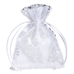 Saquitos de organza lentejuelas 18 cm, 10 piezas, plata - 1