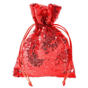 Bolsitas de organza lentejuelas 18 cm, 10 piezas, rojo