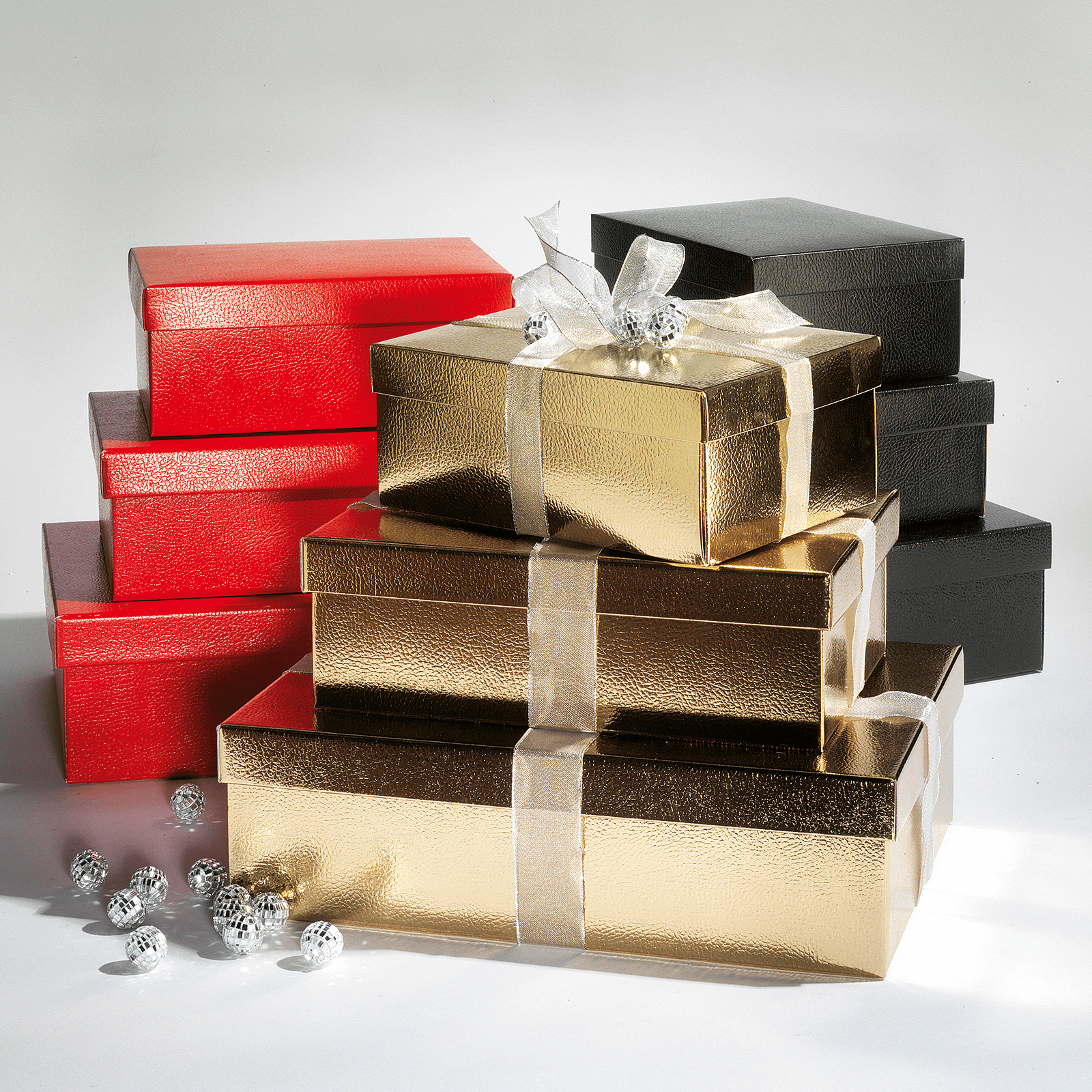Gift boxes 38 x 26 x 10 cm, red 10 pieces - 4 Gift boxes 38 x 26 x 10 cm, red 10 pieces - 4