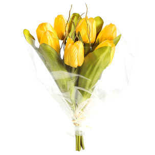 Ramo de tulipanes artificial amarillo, 30 cm
