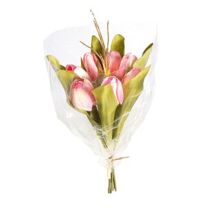 Buqué de tulipanes artificiales rosa, 30 cm