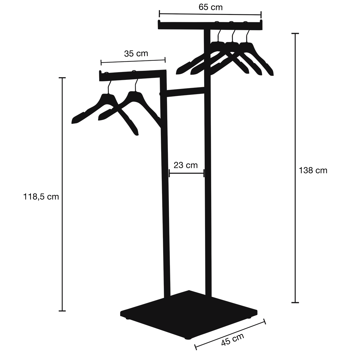 Metal clothes rack NOVUS, 3-arm, 138 cm - 2 Metal clothes rack NOVUS, 3-arm, 138 cm - 2