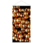 Schwer entflammbarer Stoffbanner "Goldene Weihnachtskugeln" aus Fahnenstoff 100 x 200 cm - 0